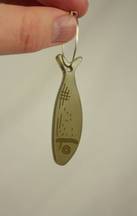 Large recycled fish earrings