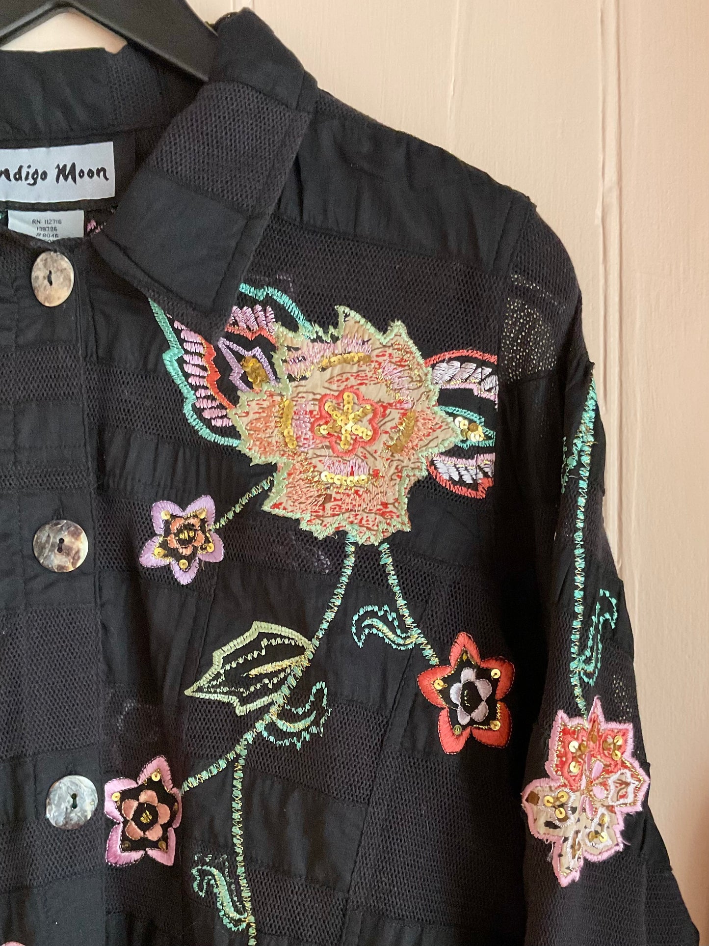 Vintage Indigo Moon Embroidered Shirt