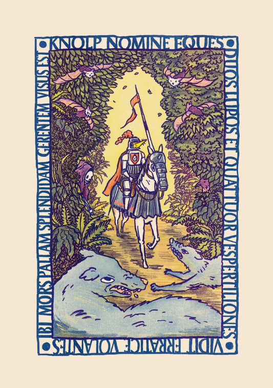 Knolp Nomine Eques! Knight and Wolves Risograph Print