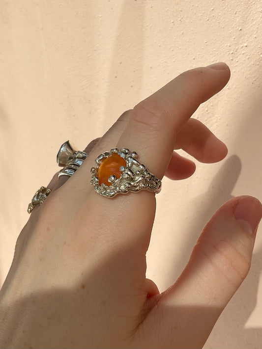 Tangerine Carnelian Bobble Ring