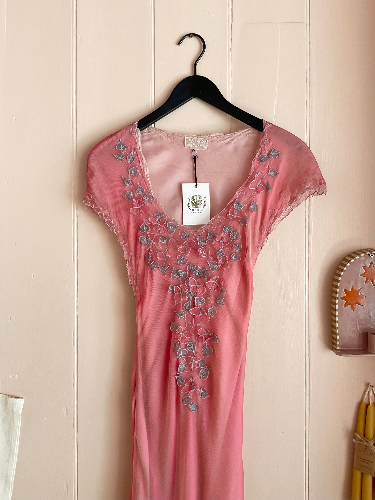 Vintage bias cut pink slip dress