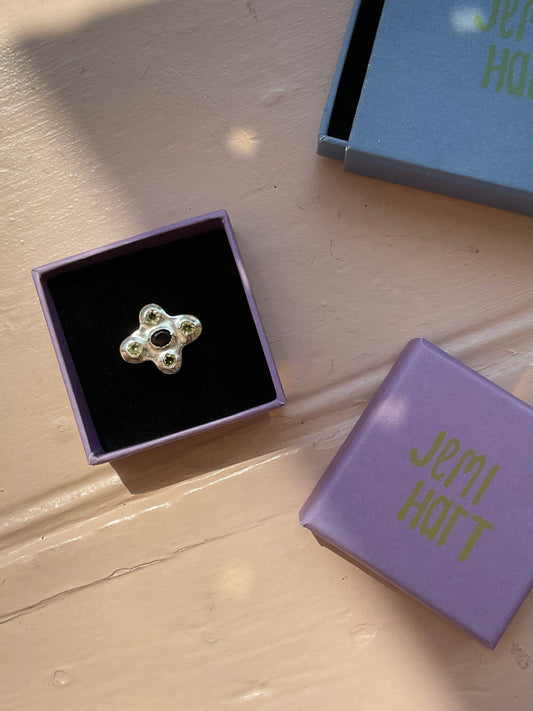 Garnet & Lemon Quartz Cross Ring