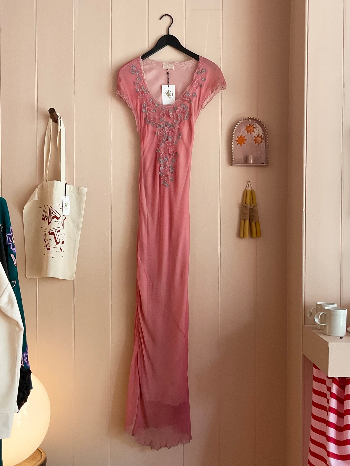 Vintage bias cut pink slip dress