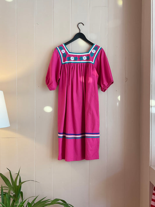 Vintage Appliqué Smock Dress