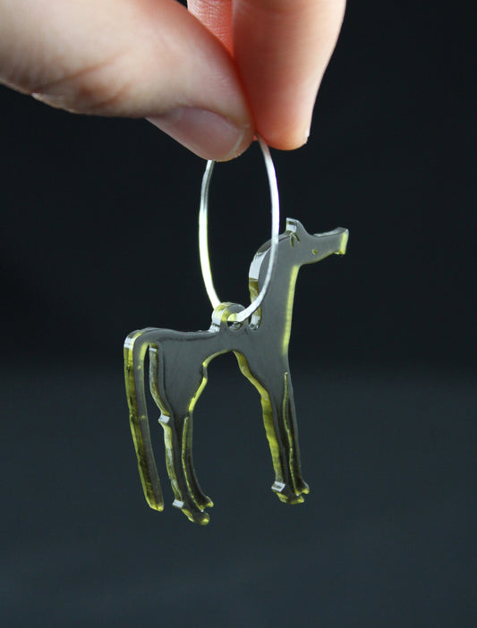 Recycled horse earrings