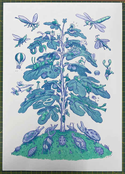 Figs and Bugs Risograph Print