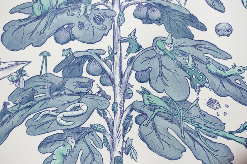 Figs and Bugs Risograph Print