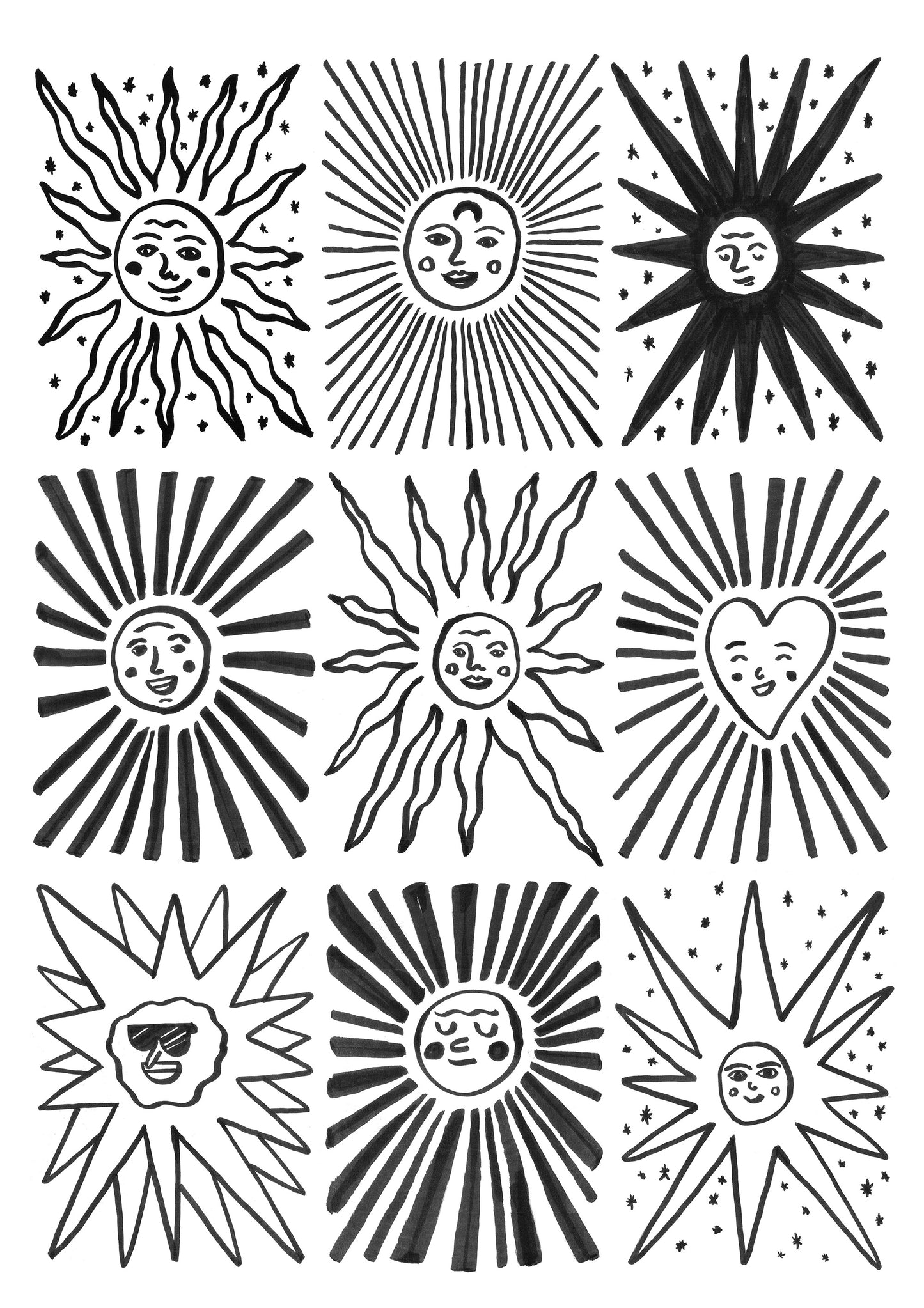 Sun Faces giclee print - Alex Foster