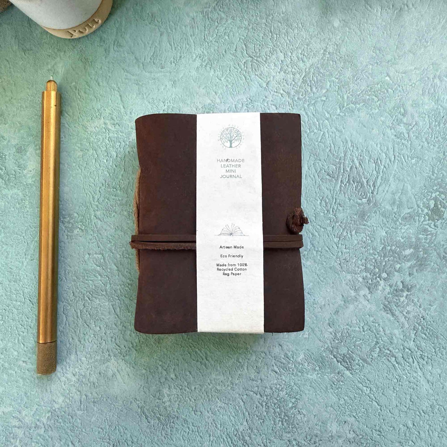 A7 Handmade Leather Notebook, Dark Brown