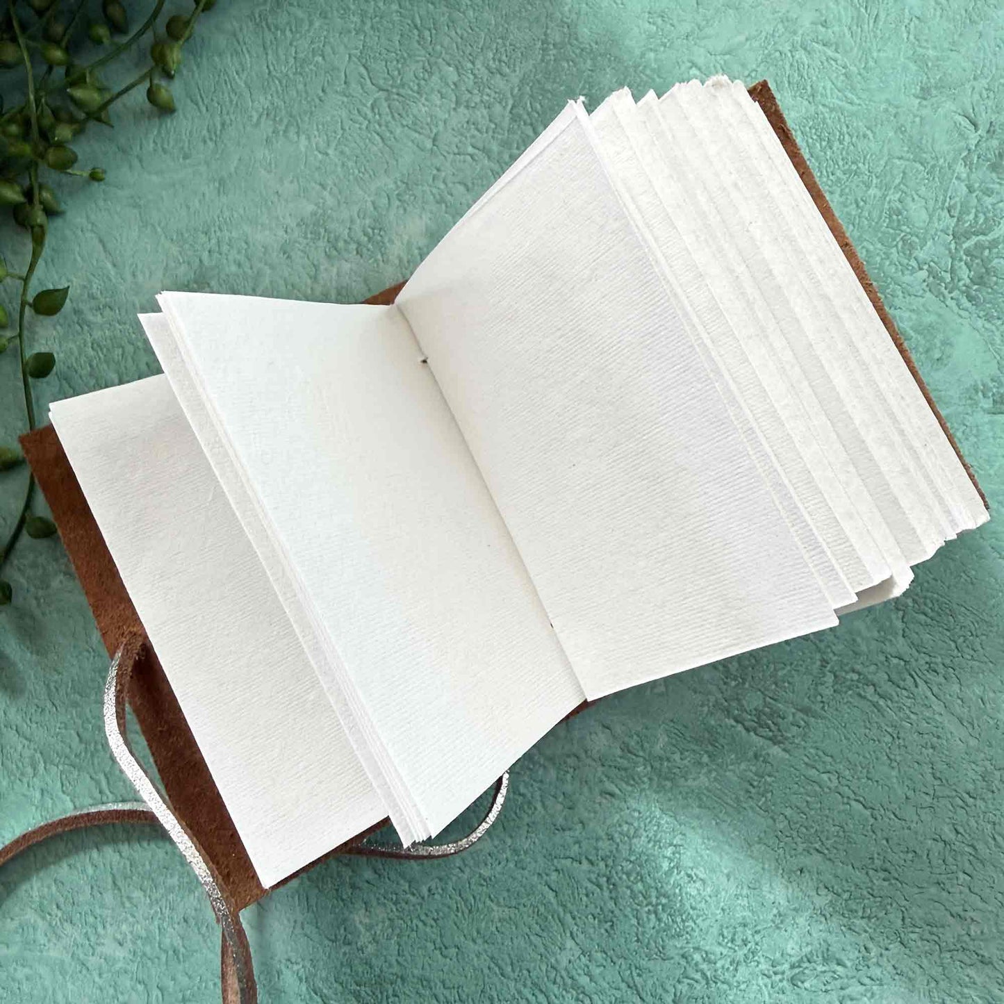 A7 Handmade Leather Notebook, Silver