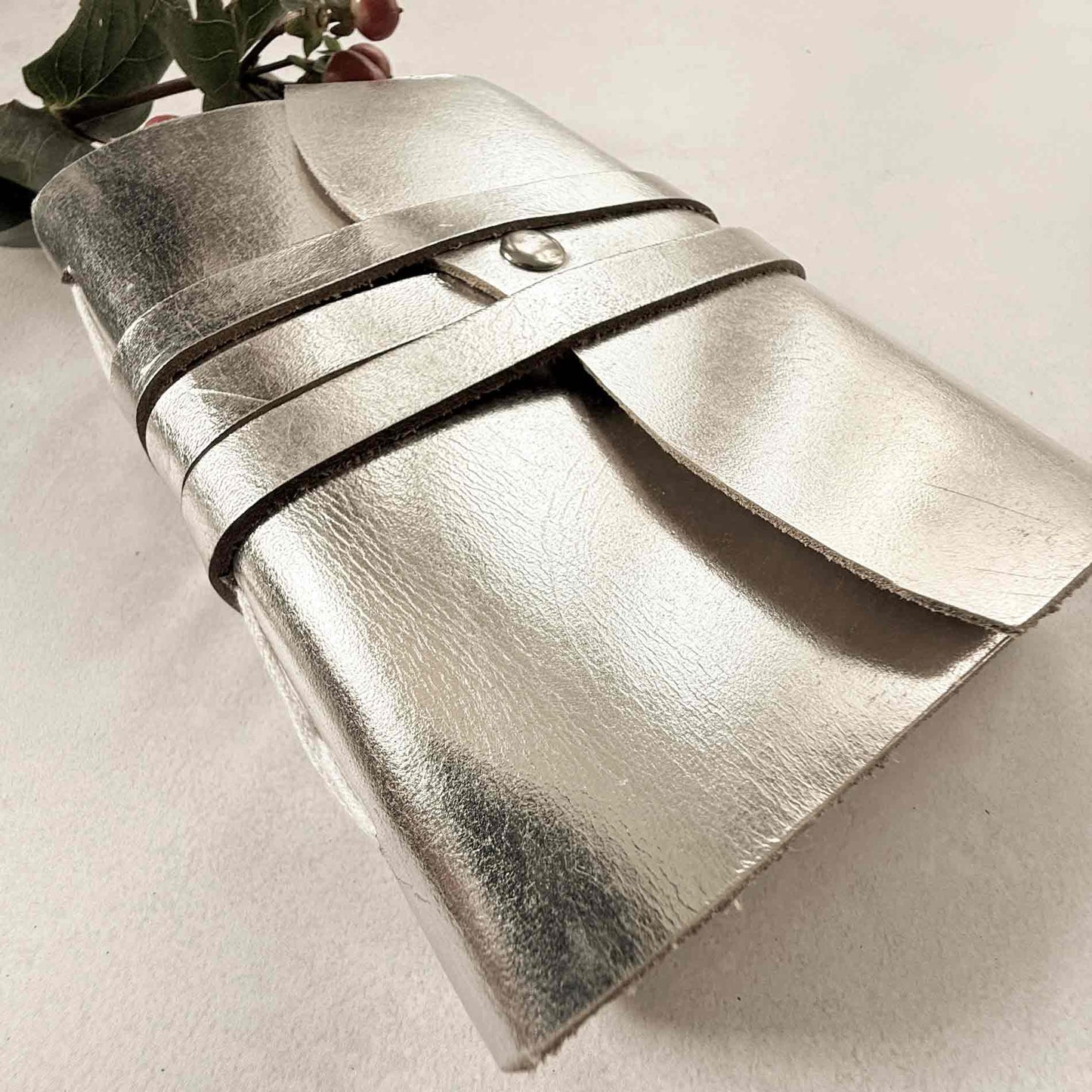 A6 Silver Handmade Leather Notebook