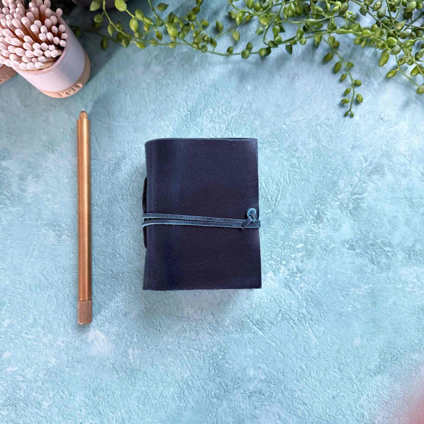 A7 Handmade Leather Notebook - Navy