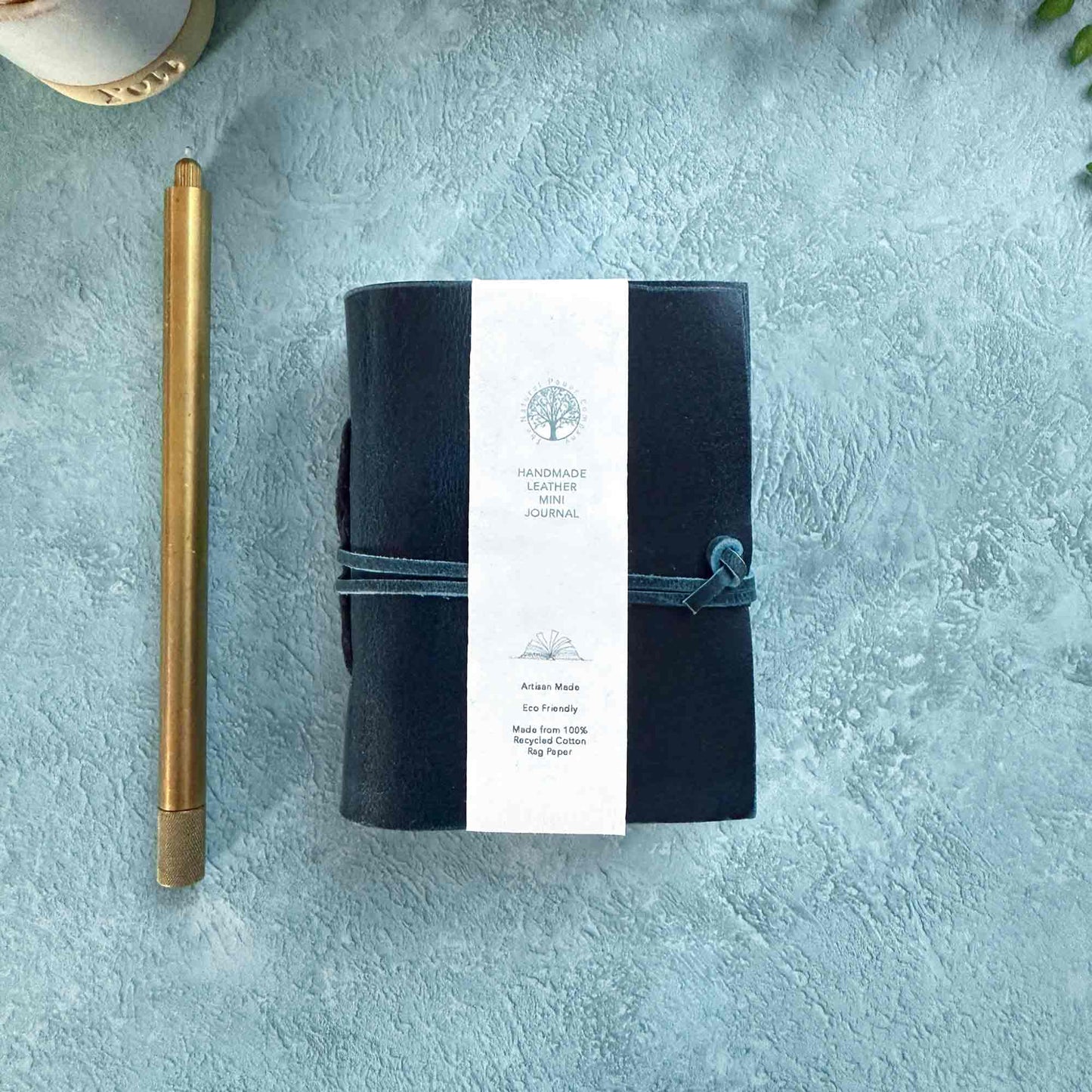 A7 Handmade Leather Notebook - Navy