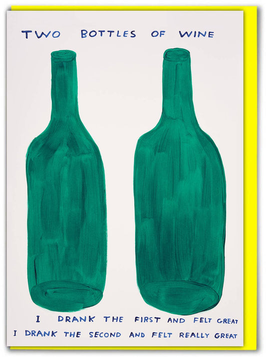 Greetings Card By David Shrigley - Two Bottles of Wine