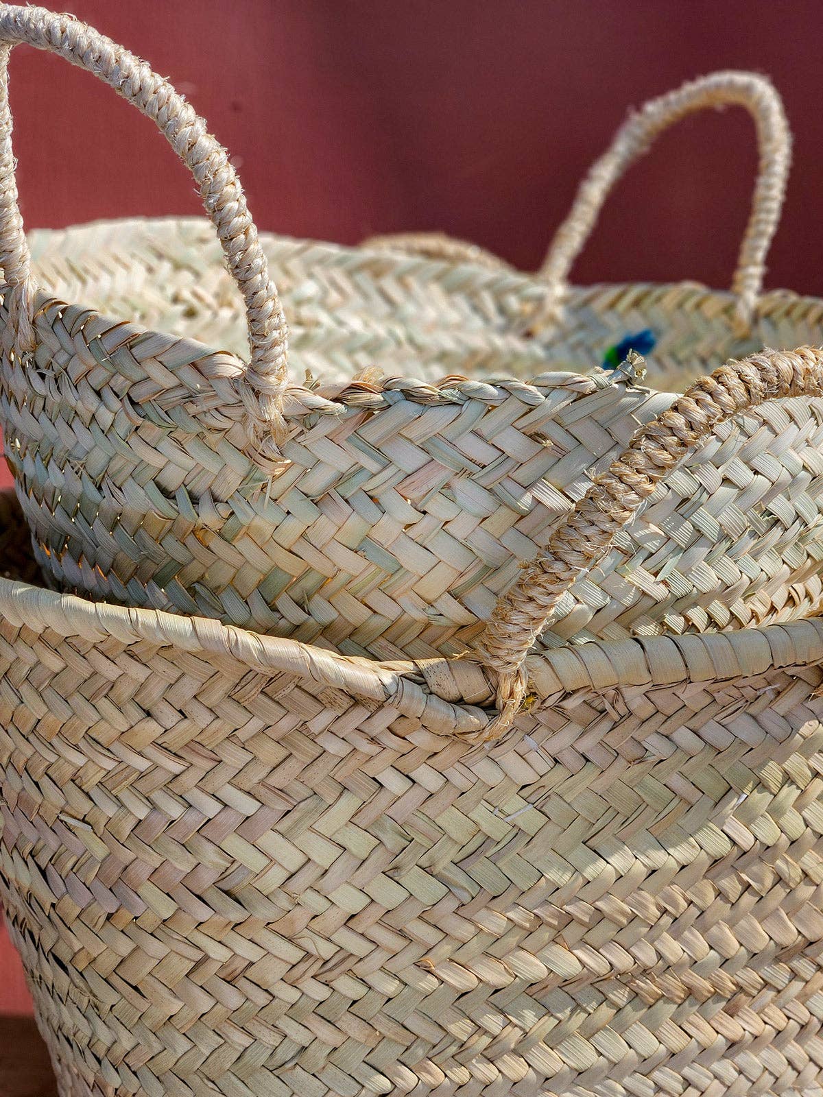 Hand Embroidered Basket, Delphinium
