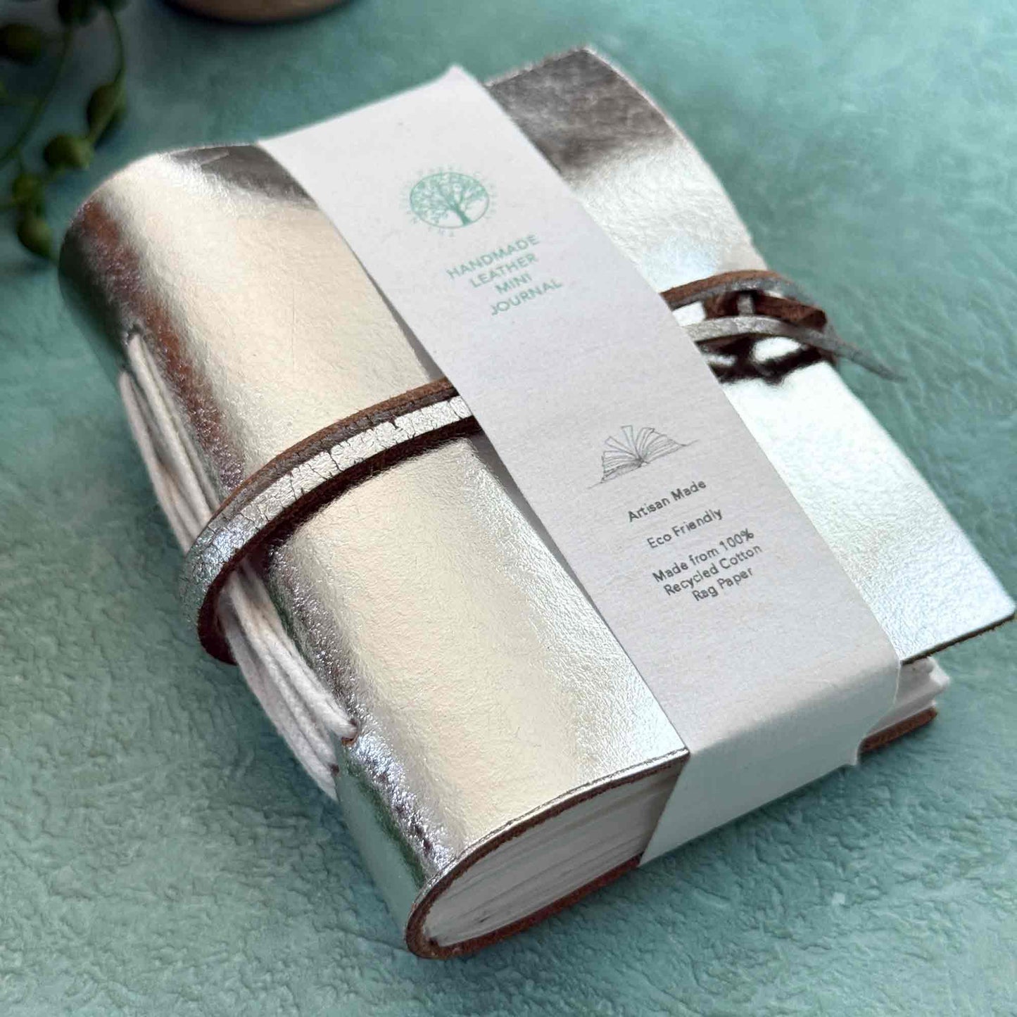 A7 Handmade Leather Notebook, Silver