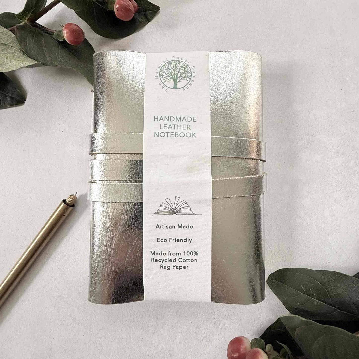 A6 Silver Handmade Leather Notebook